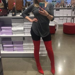 red thigh high boots steve madden